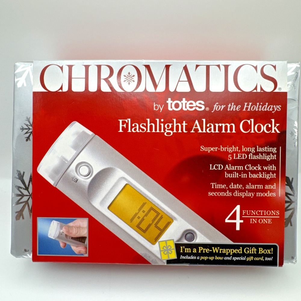 Totes Chromatics Flashlight Alarm Clock 4 Functions in One